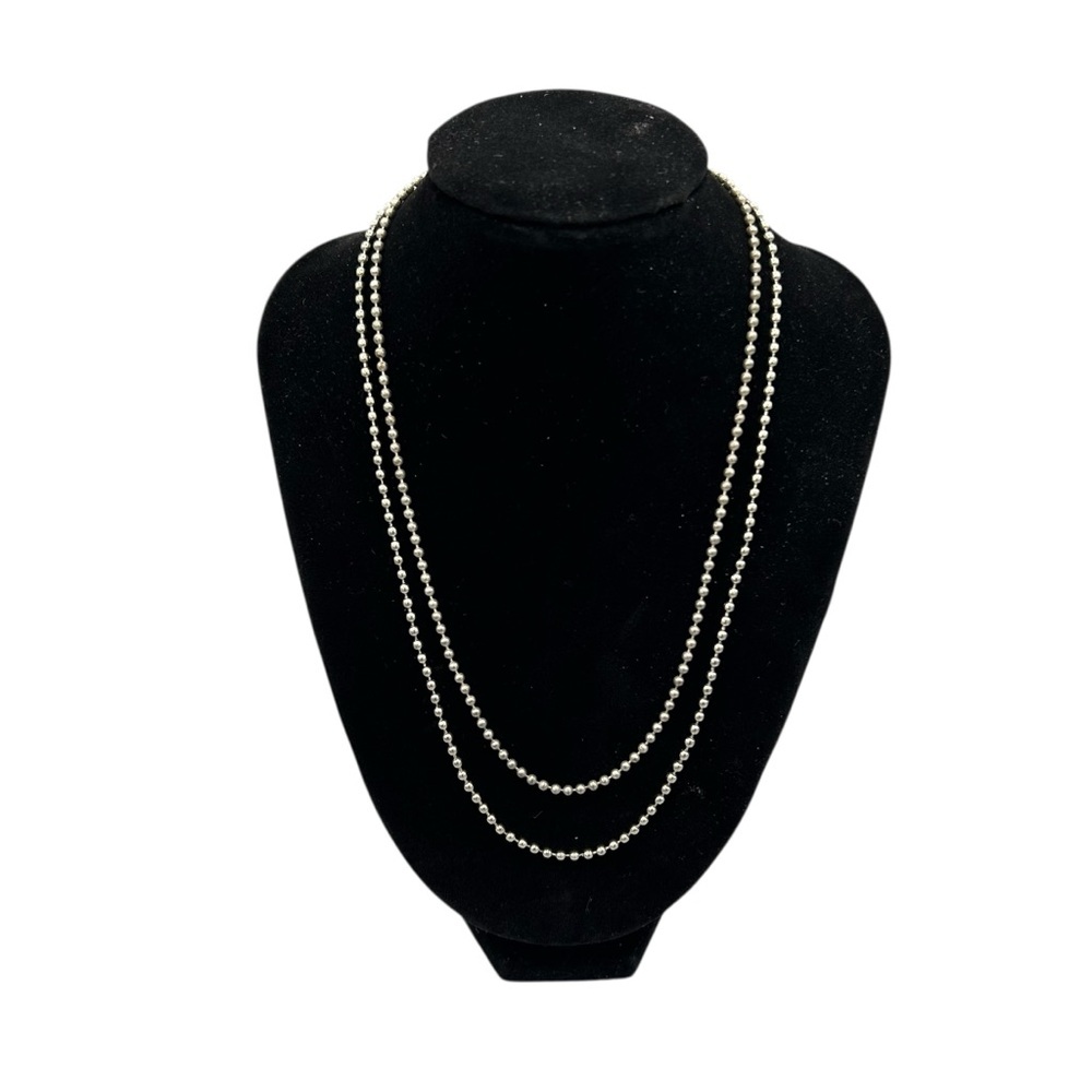 Silver Tone Ball Chain Necklaces Lot 2pc